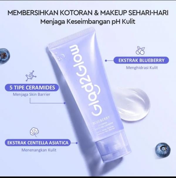 Rahasia Kulit Glowing Manfaat Ajaib Facial Wash Gladglow Blueberry!